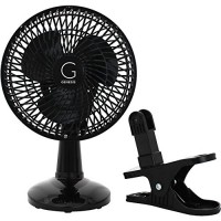 Genesis 6-inch Clip-On Fan - Convertible Table-Top & Clip Fan  Fully Adjustable Head  Two Quiet Speeds - Black - B07GJWC92Z